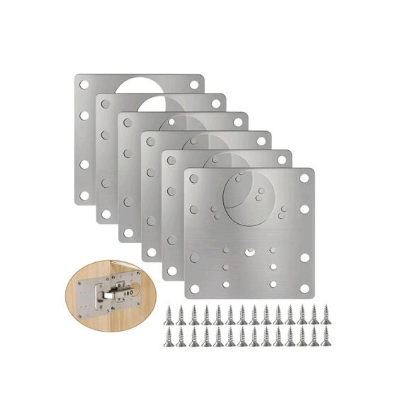 16PCS Upgraded Cabinet Hinge Repair Plate Kit: FOGZUVR Durable Door Hinge... - Picture 1 of 7